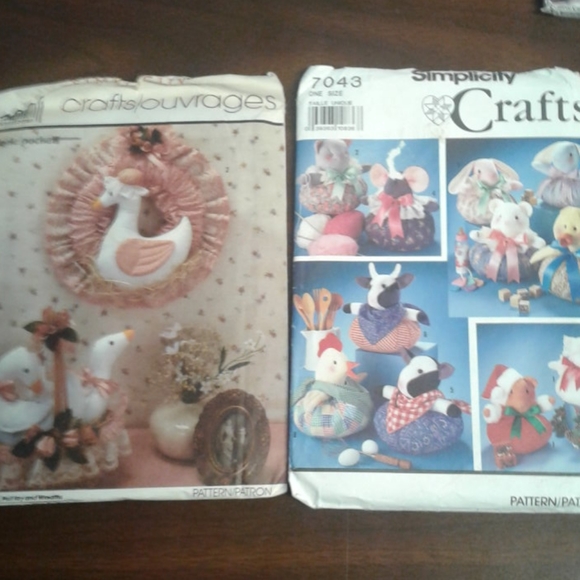 Simplicity Other - Simplicity Animal Critter Craft Sewing Patterns 7043 7360 Geese Cow Mouse